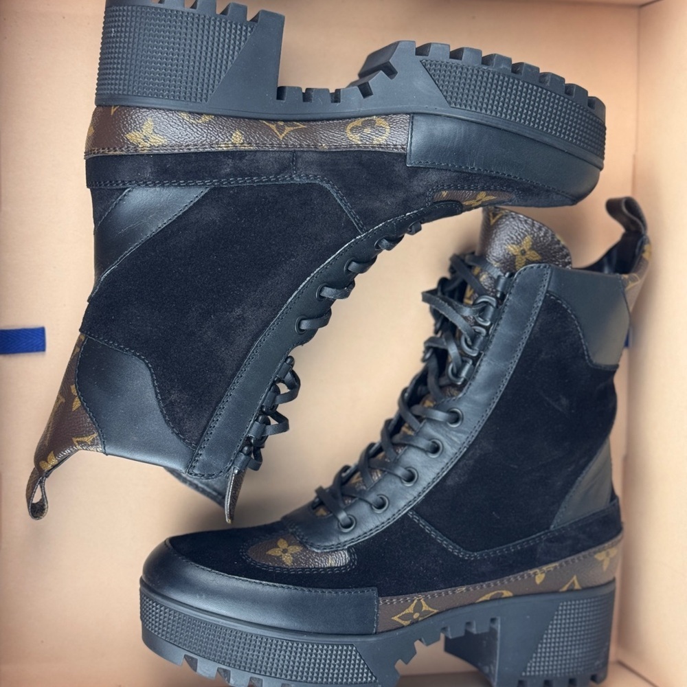 Louis Vuitton Laureate Black Monogram Platform Desert Boots (Size 36 ) - Picture 2 of 15